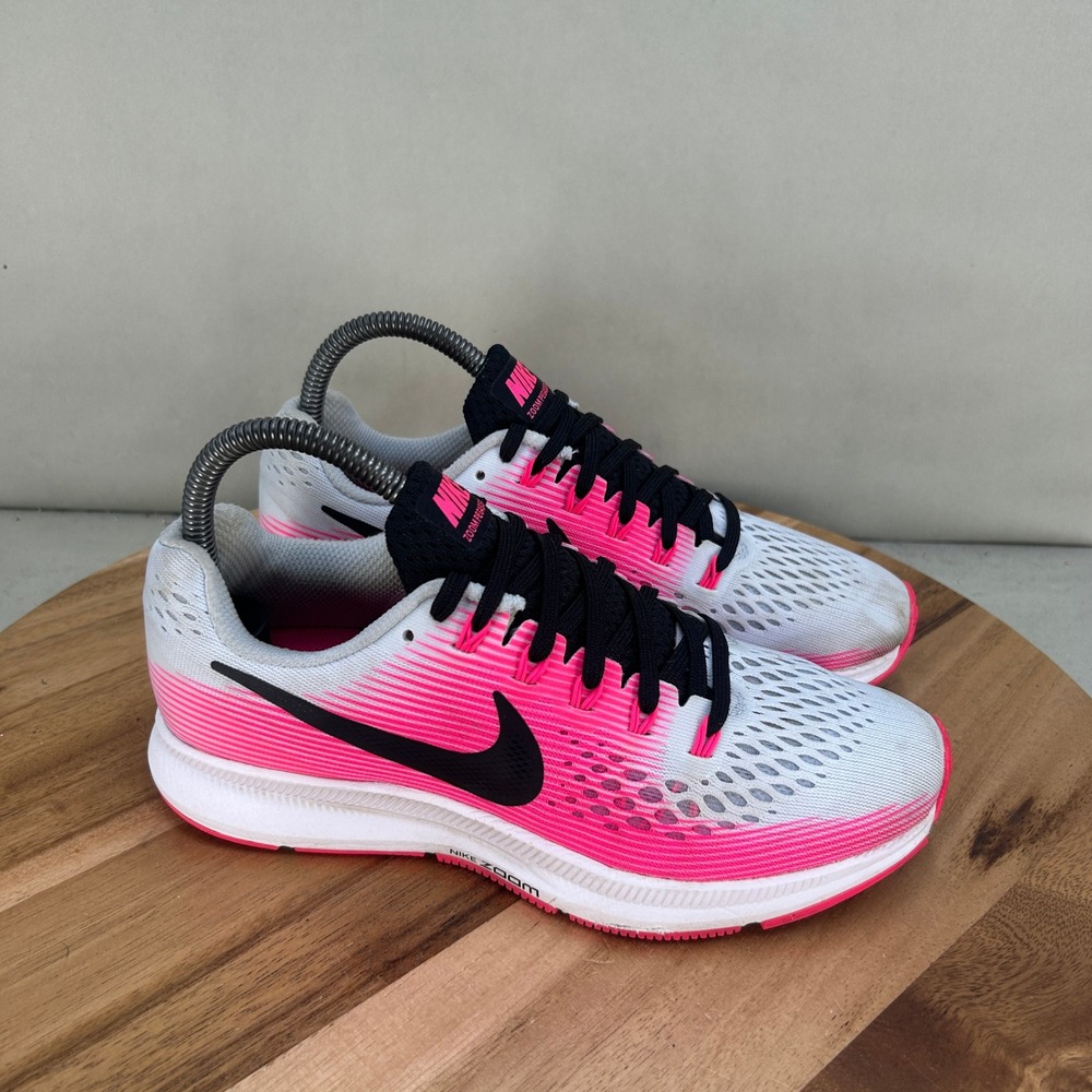 Nike Air Zoom Pegasus 34 Womens Running Shoes White Pink Black 880560-411 Size 7